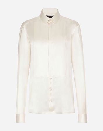 Silk shirt with shirt front in White for | Dolce&Gabbana® US