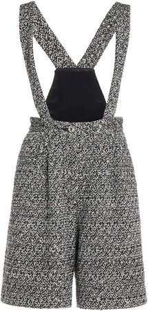 Alessandra Rich Sequin Tweed Shorts With Braces
