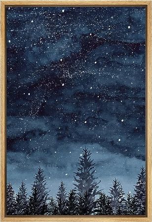 Amazon.com: SIGNWIN Framed Canvas Print Wall Art Watercolor Starry Sky Over Night Forest Wilderness Nature Illustrations Modern Chic Relax/Calm Multicolor for Living Room, Bedroom, Office - 24"x36" Natural: Posters & Prints