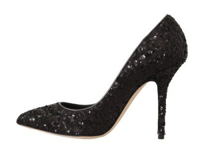 Black Sequined Leather Pumps Heels – Brand Agent