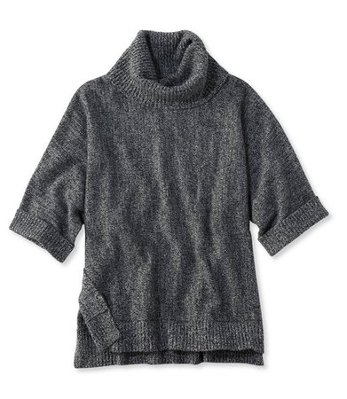 Merino-Blend Sweater Poncho, Cowlneck Marled
