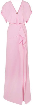 Lorre Cape-effect Ruffled Crepe Gown - Pink
