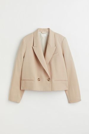 Crop Blazer - Light beige - Ladies | H&M CA