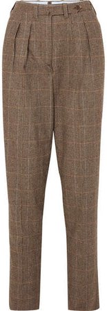 Giuliva Heritage Collection - Husband Herringbone Merino Wool Tapered Pants - Brown