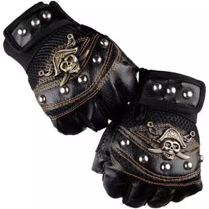 skull leather fingerless gloves - Google Search