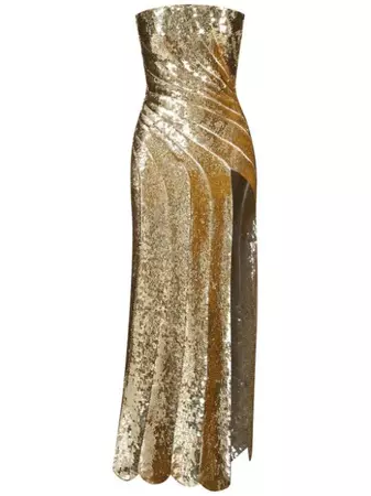 Oscar De La Renta Sequinned Wave Midi Dress - Farfetch