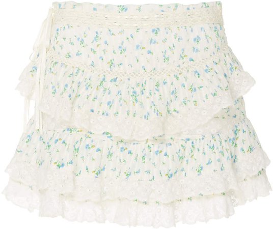 LoveShackFancy Bara Cotton Floral Mini Skirt Size: P