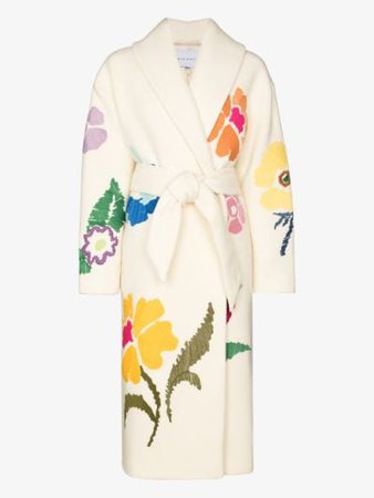 Mira Mikati embroidered floral detail belted coat | Browns