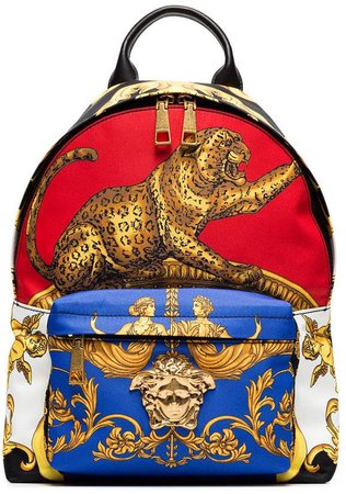 multicoloured baroque printed backpack
