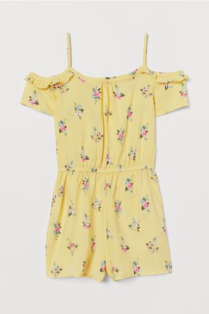Open-shoulder Jumpsuit - Light yellow/floral - Kids | H&M US