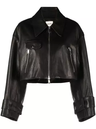 KHAITE Flinn Cropped Leather Jacket - Farfetch