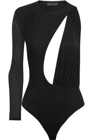 Marika Vera | Samantha one-shoulder cutout stretch-mesh thong bodysuit | NET-A-PORTER.COM