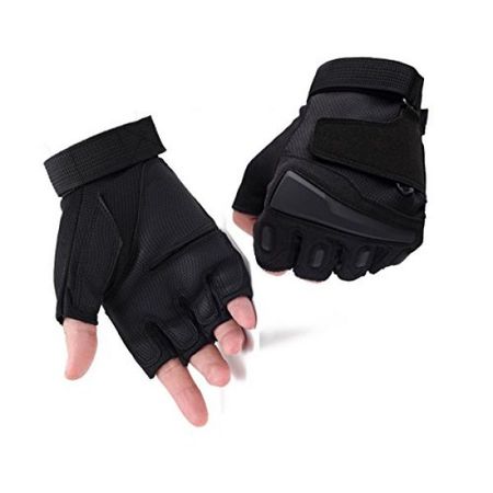 tactical black fingerless gloves