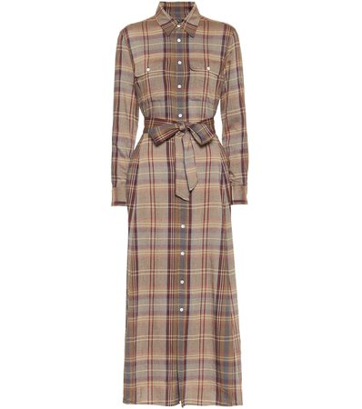 Polo Ralph Lauren - Checked flannel midi dress | Mytheresa