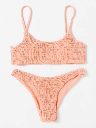 Smocked Cami Bikini Swimsuit | SHEIN USA