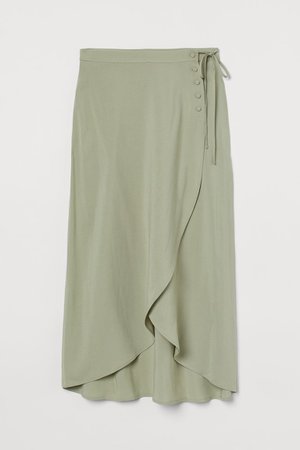 Wrap-front Skirt - Khaki green - Ladies | H&M US