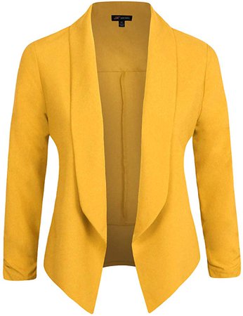 Amazon.com: Michel Womens Casual Blazer Work Office Lightweight Stretchy Open Front Lapel Jacket Mustard Small: Clothing