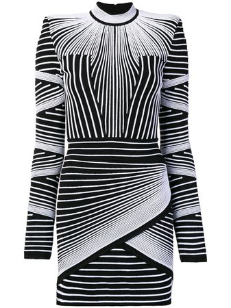 Balmain geometric long-sleeve mini dress £2,520 - Fast Global Shipping, Free Returns