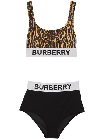 Burberry Logo Detail Leopard Print Bikini - Farfetch