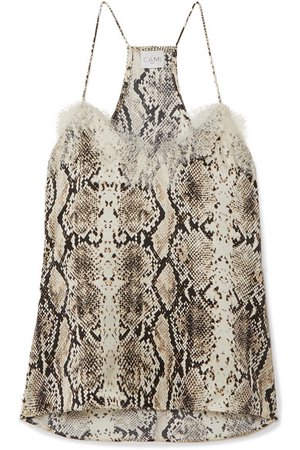 Cami NYC | The Racer lace-trimmed snake-print silk-charmeuse camisole | NET-A-PORTER.COM
