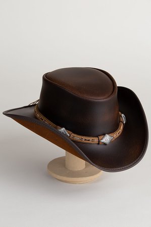 Laramie Leather Cowboy Hat with Conchos