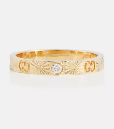 Icon 18 Kt Gold Ring With Diamond in Gold - Gucci | Mytheresa