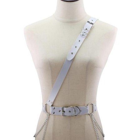 Gothic Sash Waist Chain Belt Harness White