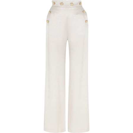 Cream high button waist wide leg trousers | River Island