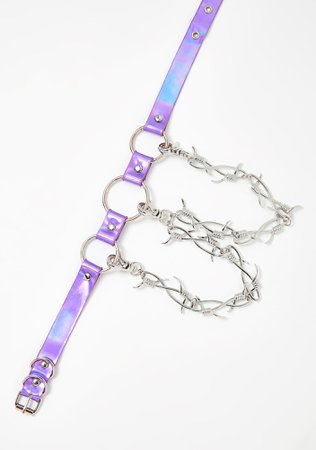 Purple Barbed Wire Chain Hologram Choker | Dolls Kill