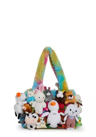 Delia's Plush Toy Rainbow Faux Fur Tote Bag - Multi – Dolls Kill