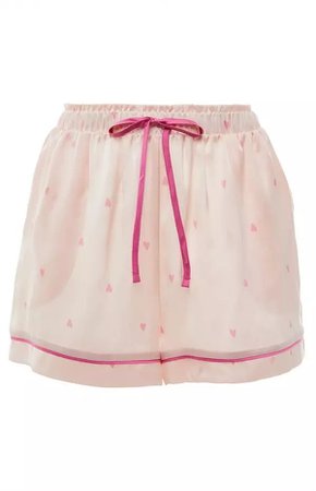 pale pink satin heart pyjama shorts