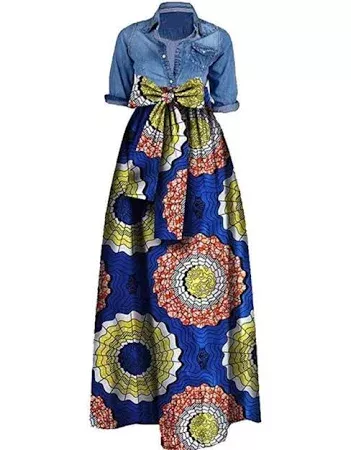 Gamisote Women Plus Size African Print Skirt Dashiki A Line Long Maxi Skirts
