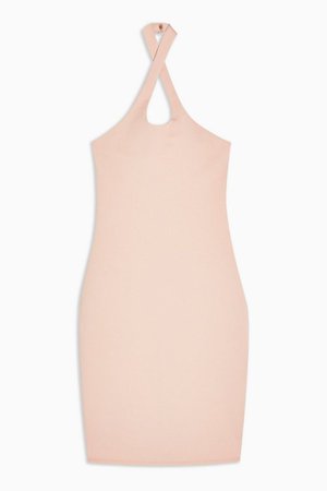Nude Pink Cross Halter Neck Midi Dress | Topshop