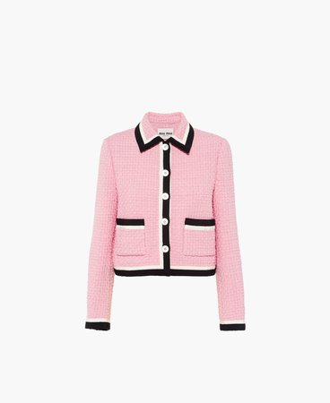 Single-breasted tweed jacket Pink | Miu Miu