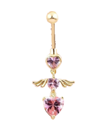 Pink Hearts with Wings Piercing