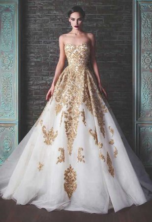 Gold and White Wedding Dress