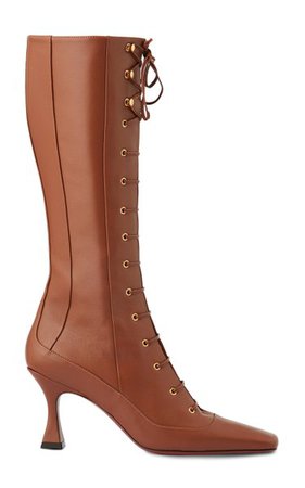 Knee-Length Lace-Up Leather Duck Boots By Manu Atelier | Moda Operandi