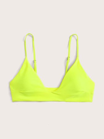 Neon Yellow Adjustable Strap Bikini Top | SHEIN USA