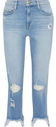 Le Nouveau Straight Cropped Distressed High-rise Straight-leg Jeans