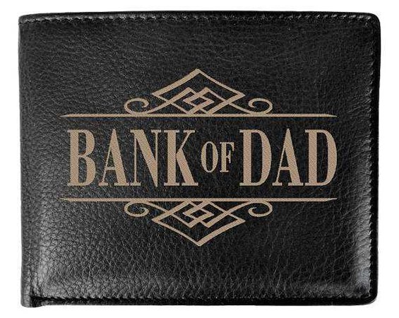 RFID Blocking Bank of Dad Personalized Men's Black Bifold