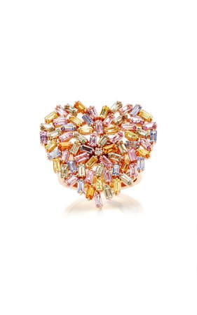 18K Rose Gold Large Pastel Heart Ring by Suzanne Kalan | Moda Operandi