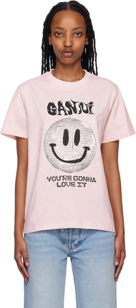 Ganni SSENSE Exclusive Pink Smiley T-Shirt