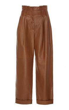 Brunello Cucinelli High-Waisted Cropped Leather Pants