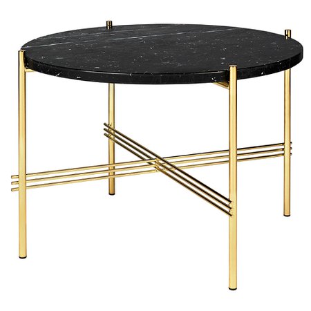 Gubi | TS Round Coffee Table Small - Black Marble, Brass $1,168.75