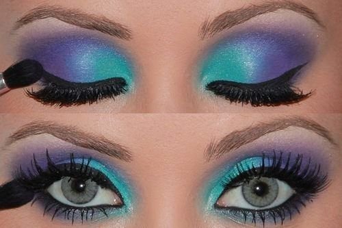 Purple & Turquoise Eye Makeup