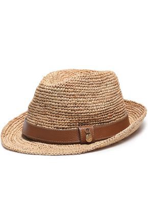 Cameron leather-trimmed raffia Panama hat | MELISSA ODABASH | Sale up to 70% off | THE OUTNET