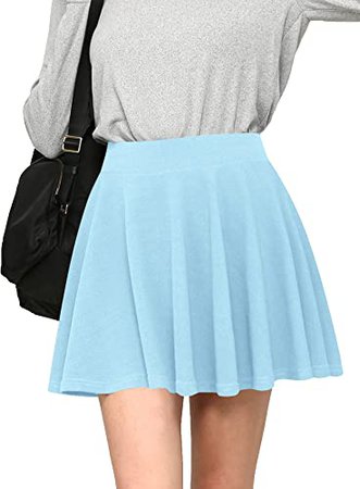 Made By Johnny MBJ WB2382 Women's Casual Mini Flared Plain Pleated Skater Skirt with Shorts XS Light_Blue at Amazon Women’s Clothing store