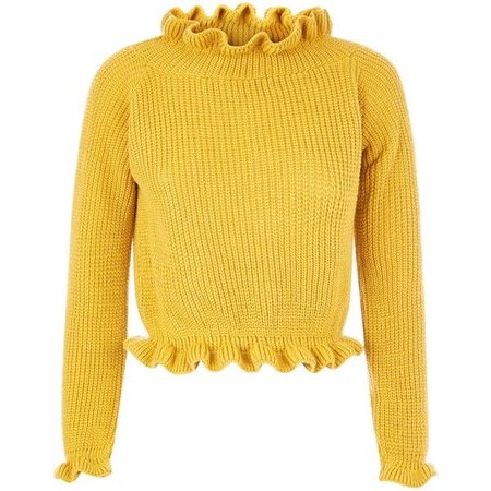 Cameo Rose Yellow Frill Neck and Hem Jumper ($27)