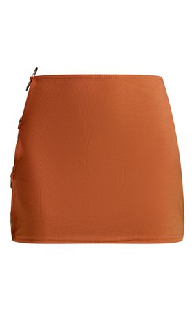 Rust Rib Ring Cut Out Detail Micro Mini Skirt | PrettyLittleThing USA