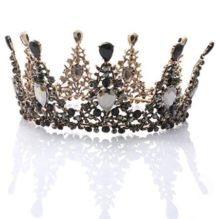 Yean Wedding Crown and Tiara Bridal Princess Queen Crown Baroque Vintage Rhinestone Headband for Bride and Bridesmaid (Black) : Beauty